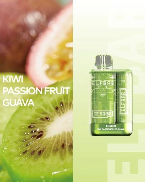 Elf Bar TE5000 POD 5% Оригинал Kiwi Passion Fruit Guava Киви маракуйя гуава (Подзаряжаемый) 57674 фото