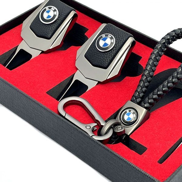 Подарочный набор №1 для BMW из заглушек и брелка с логотипом Темный хром SFC0001BMW фото