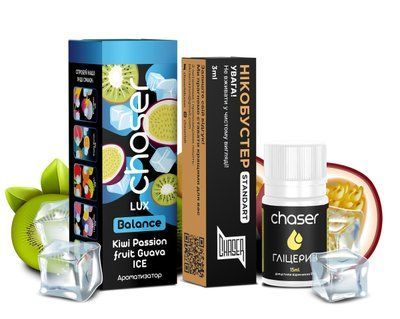 Жидкость Chaser Самозамес Balance Lux Kiwi Passion Fruit Guava Ice (limited) Глицерин 12мл Премикс 15мл Бустер 3мл 79426 фото