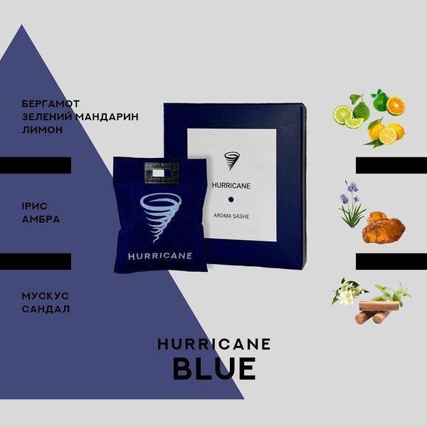 Ароматизатор автомобильный арома саше Hurricane Blue Standart ручной работы 57703 фото