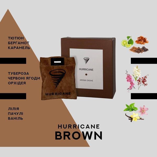 Ароматизатор автомобільний арома саші Hurricane Brown Standart ручної роботи 57704 фото