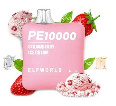Elf Bar World PE10000 POD 5% Strawberry Ice Cream Клубника Мороженое (Подзаряжаемый) 83481 фото