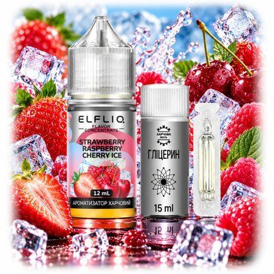Elf Liq Aroma 30 ml Strawberry Raspberry Cherry Ice Полуниця Малина Вишня Лід (Самозаміс 3в1) 110901 фото