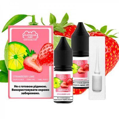 Жидкость Самозамес Flavorlab Disposable Puff 10мл 50мг Strawberry lime Клубника лайм 79844 фото
