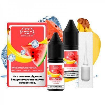 Жидкость Самозамес Flavorlab Disposable Puff 10мл 50мг Watermelon banana Арбуз банан 79846 фото