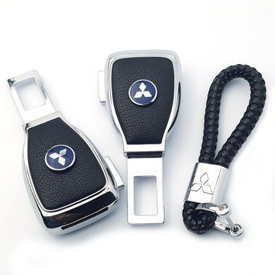 Набір авто для Mitsubishi №2 / Заглушка перехідник ременя безпеки та брелока з логотипом 36698 фото